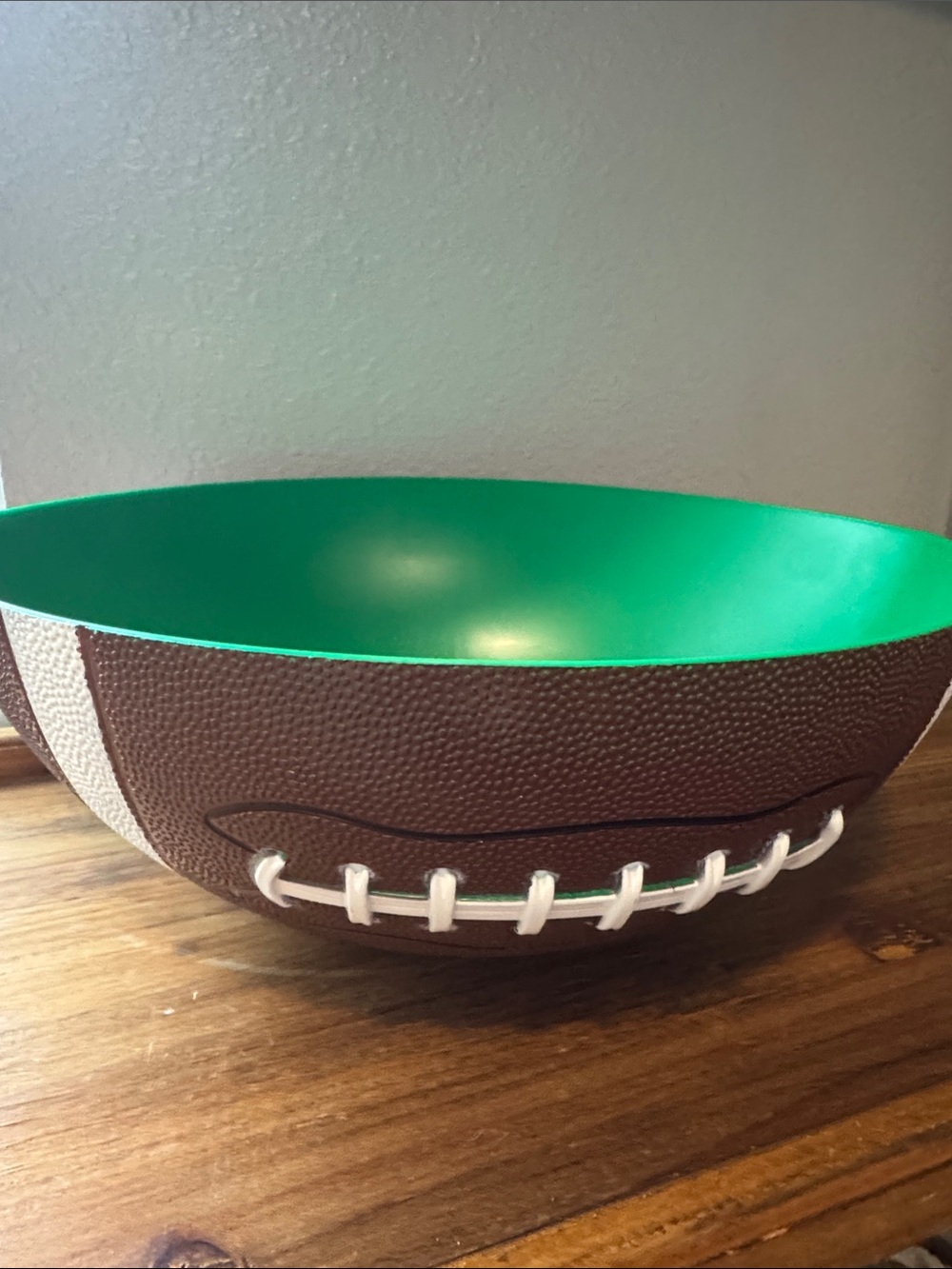 Decorative Football-Themed Serving Bowl in Brown and Green